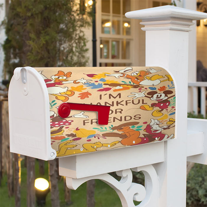 Thankful For Friends Mickey And The Gang Magnetic Mailbox Cover 18" X 21" Outdoor Decor