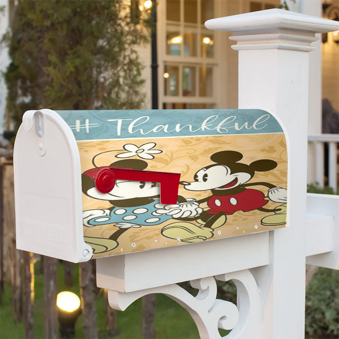 Thankful Mickey & Minnie Magnetic Mailbox Cover 18" X 21" Outdoor Decor