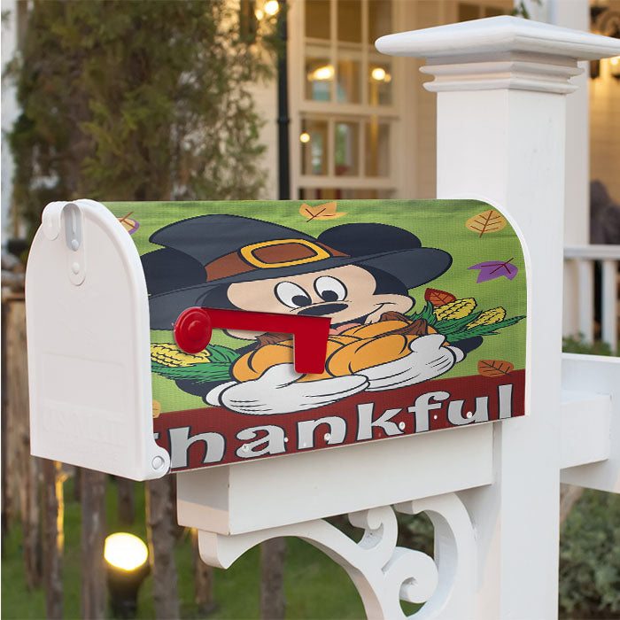 Thankful Mickey Mouse Magnetic Mailbox Cover 18" X 21" Outdoor Decor