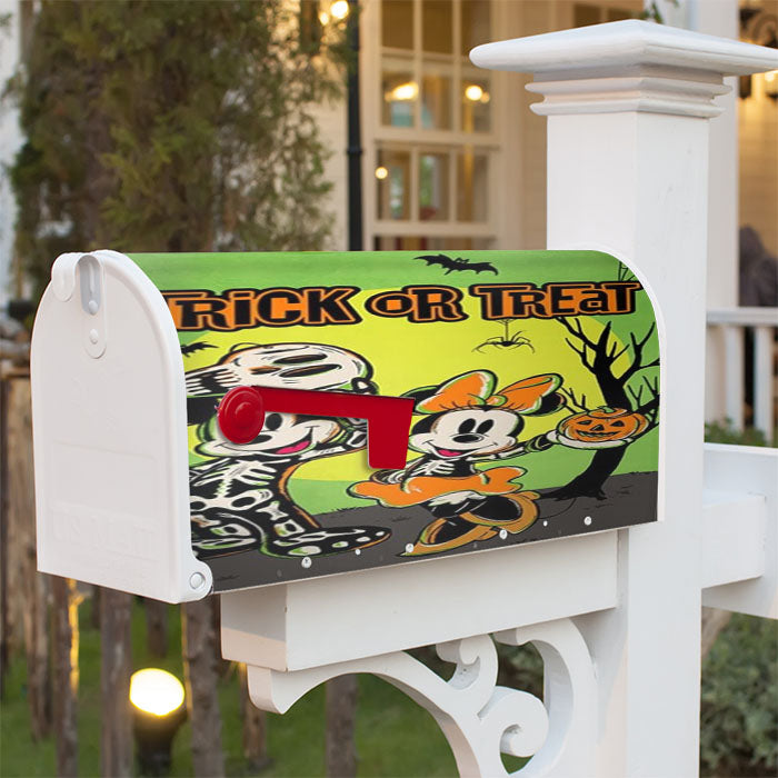 Trick Or Treat Mickey And Minnie Mouse Magnetic Mailbox Cover 18" X 21" Outdoor Decor