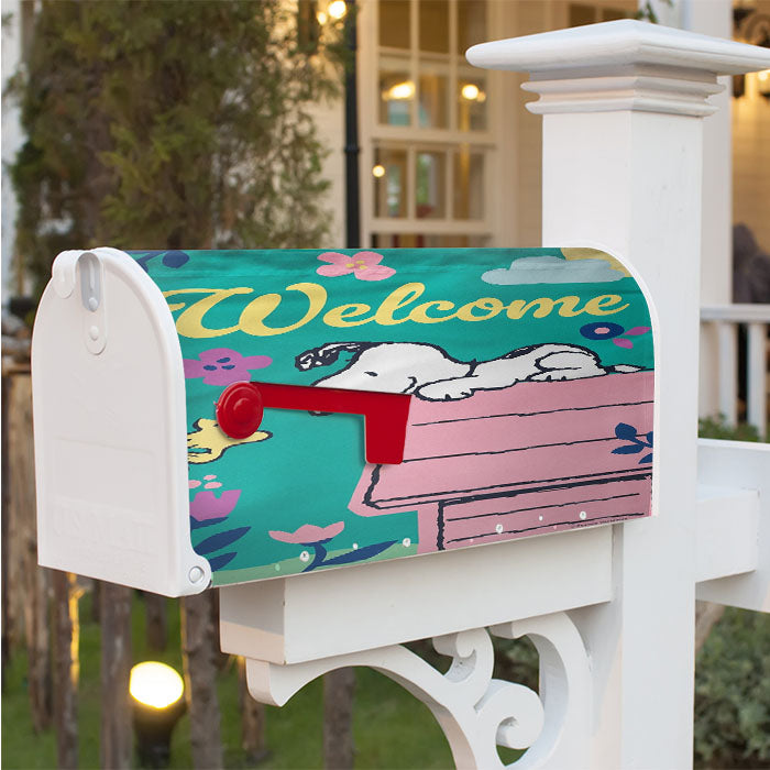 Welcome Spring Snoopy Magnetic Mailbox Cover 18" X 21" Outdoor Decor
