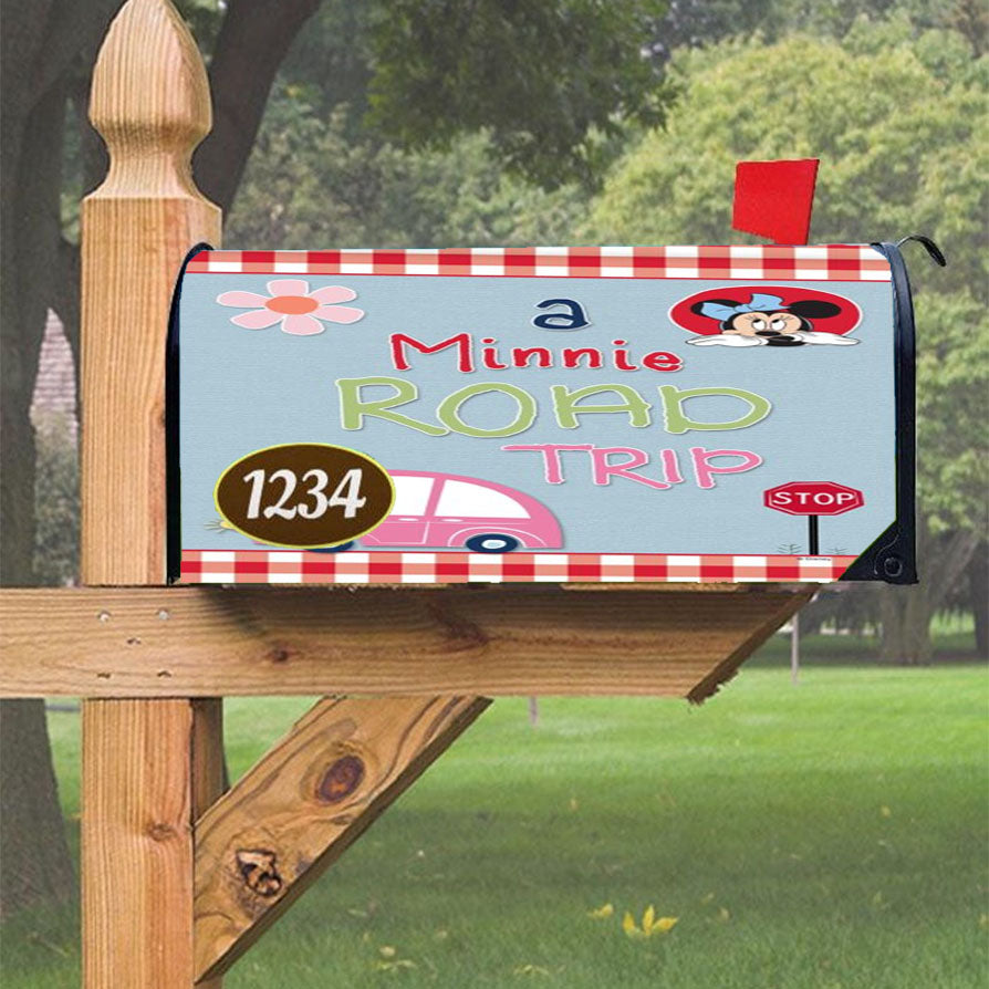 A Minnie Road Trip Magnetic Mailbox Cover 18" X 21" Outdoor Decor