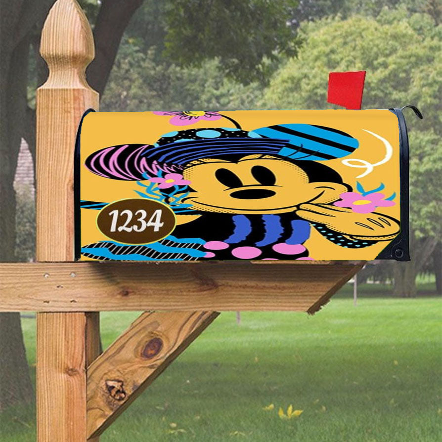 Abstract Spring Minnie Mouse Magnetic Mailbox Cover 18" X 21" Outdoor Decor