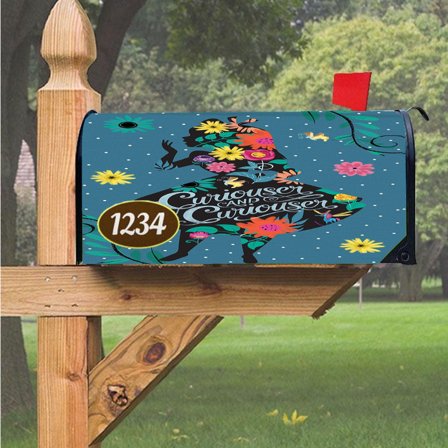 Alice In Wonderland Curiouser Magnetic Mailbox Cover 18" X 21" Outdoor Decor