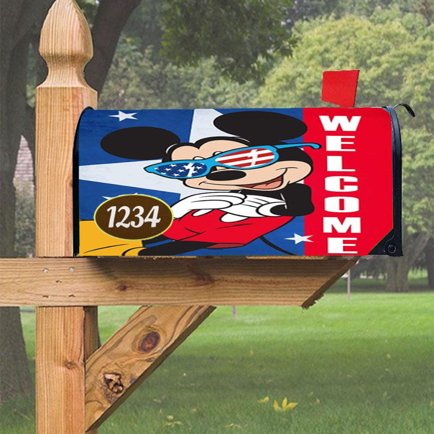 Americana Mickey Mouse Welcome Magnetic Mailbox Cover 18" X 21" Outdoor Decor