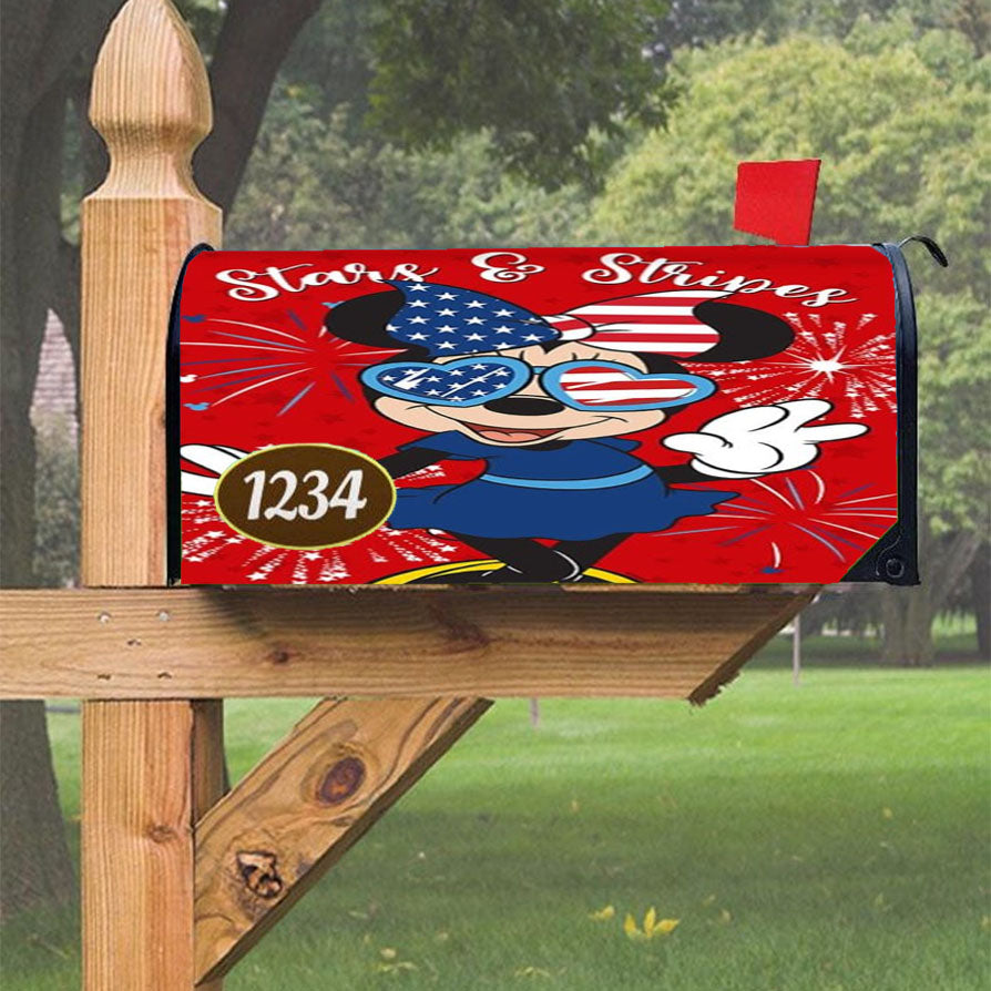 Americana Stars And Stripes Minnie Magnetic Mailbox Cover 18" X 21" Outdoor Decor