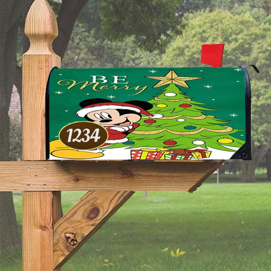 Be Merry Santa Mickey Magnetic Mailbox Cover 18" X 21" Outdoor Decor