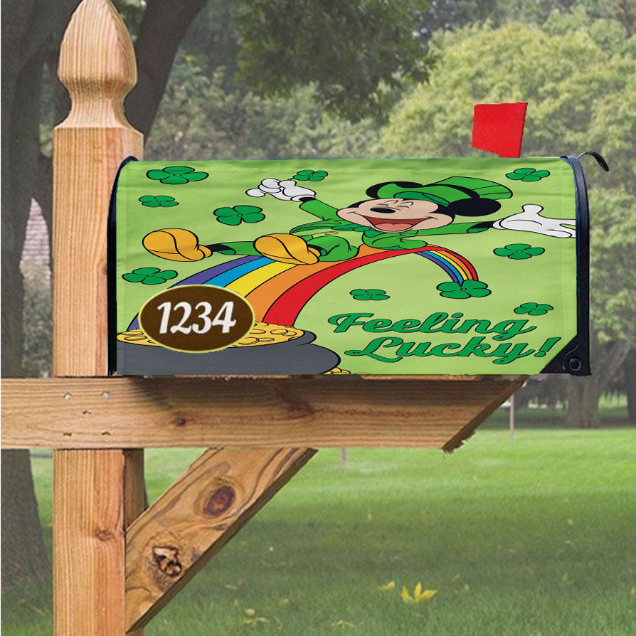 Disney Feeling Lucky St. Patrick'S Day Mickey Magnetic Mailbox Cover 18" X 21" Outdoor Decor