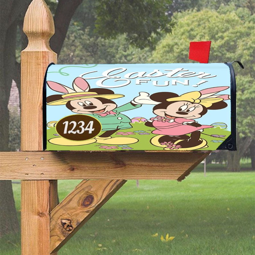 Easter Fun Mickey And Minnie Magnetic Mailbox Cover 18" X 21" Outdoor Decor