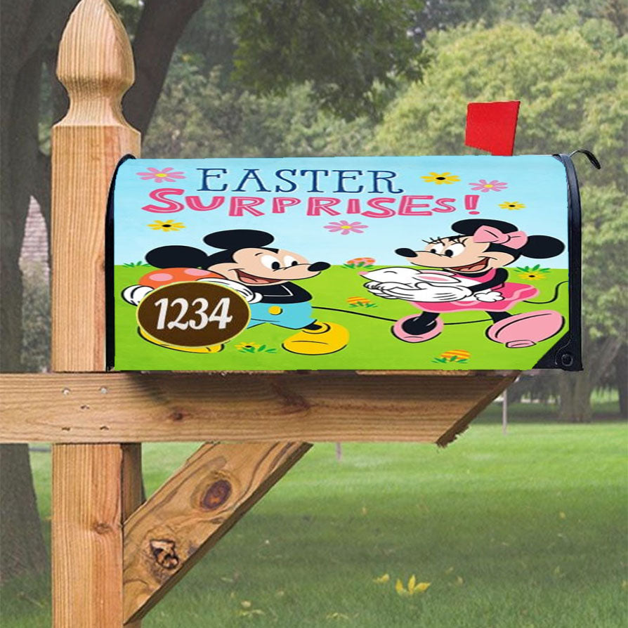 Easter Surprise Mickey And Minnie Magnetic Mailbox Cover 18" X 21" Outdoor Decor