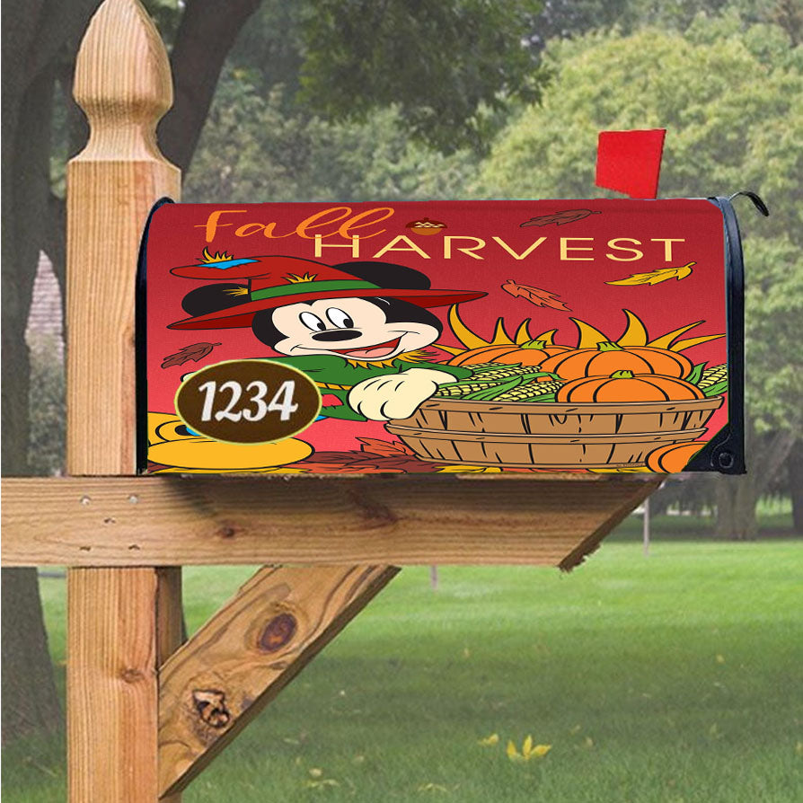 Fall Harvest Mickey Magnetic Mailbox Cover 18" X 21" Outdoor Decor