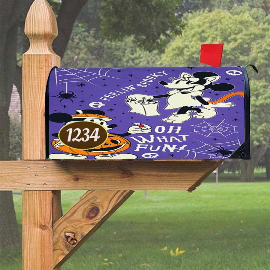 Feeling Spooky Mickey And Minnie Magnetic Mailbox Cover 18" X 21" Outdoor Decor