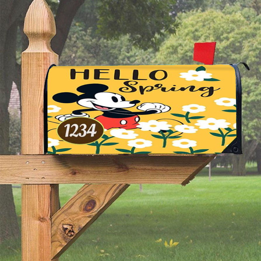 Hello Spring Daisies Mickey Mouse Magnetic Mailbox Cover 18" X 21" Outdoor Decor