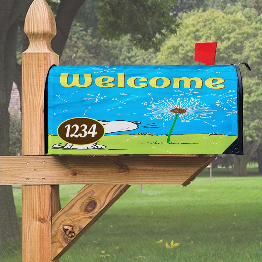 Peanuts Blowing Dandelions Magnetic Mailbox Cover 18" X 21" Outdoor Decor