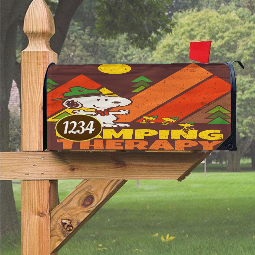 Peanuts Camping Therapy Snoopy Magnetic Mailbox Cover 18" X 21" Outdoor Decor