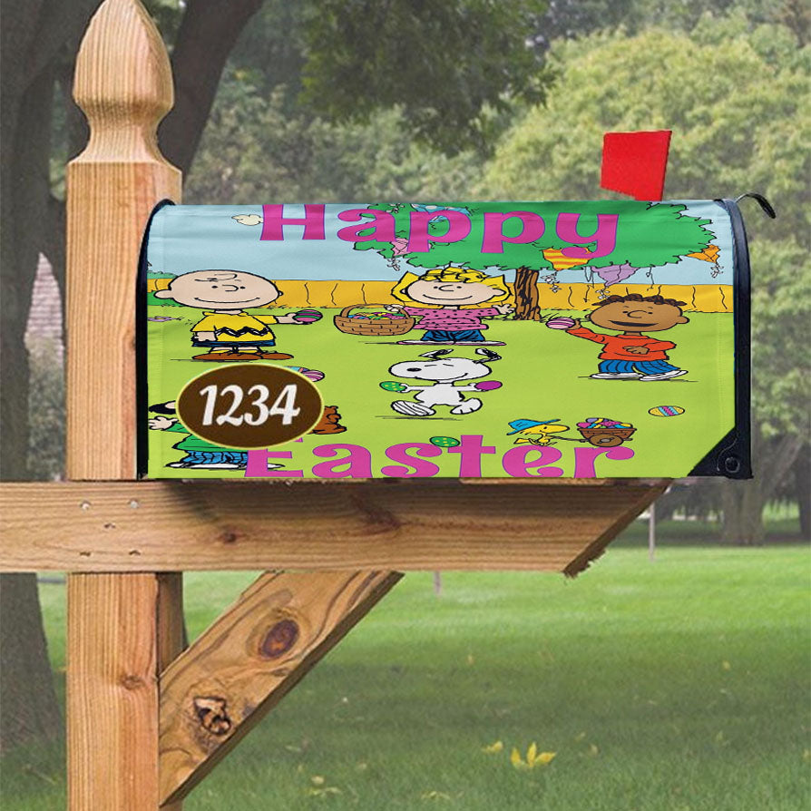 Peanuts Charlie Brown And Snoopy Easter Magnetic Mailbox Cover 18" X 21" Outdoor Decor
