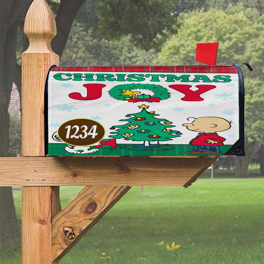 Peanuts Christmas Joy Magnetic Mailbox Cover 18" X 21" Outdoor Decor