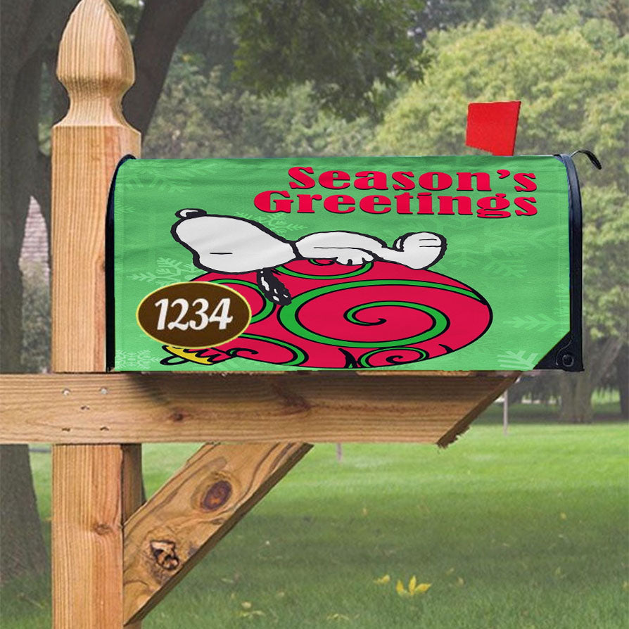 Peanuts Christmas Ornament Snoopy Magnetic Mailbox Cover 18" X 21" Outdoor Decor