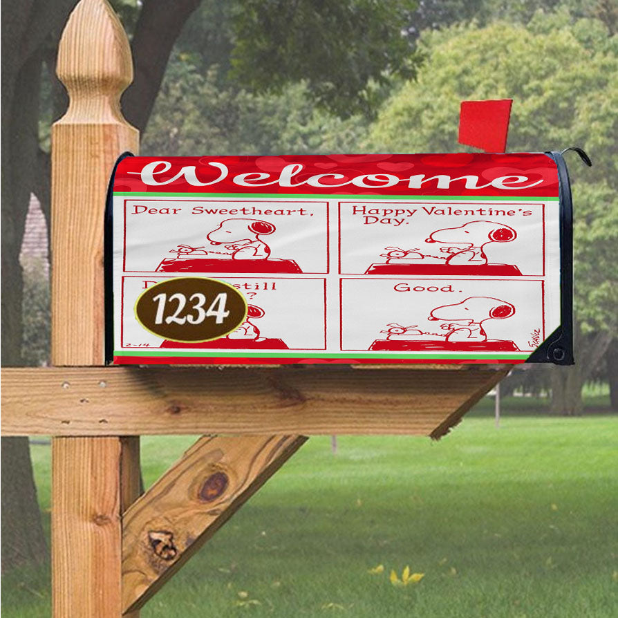 Peanuts Comic Strip Valentine Snoopy Magnetic Mailbox Cover 18" X 21" Outdoor Decor