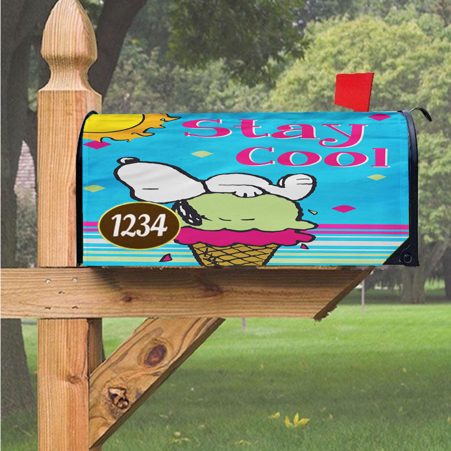 Peanuts Double Scoop Snoopy Magnetic Mailbox Cover 18" X 21" Outdoor Decor