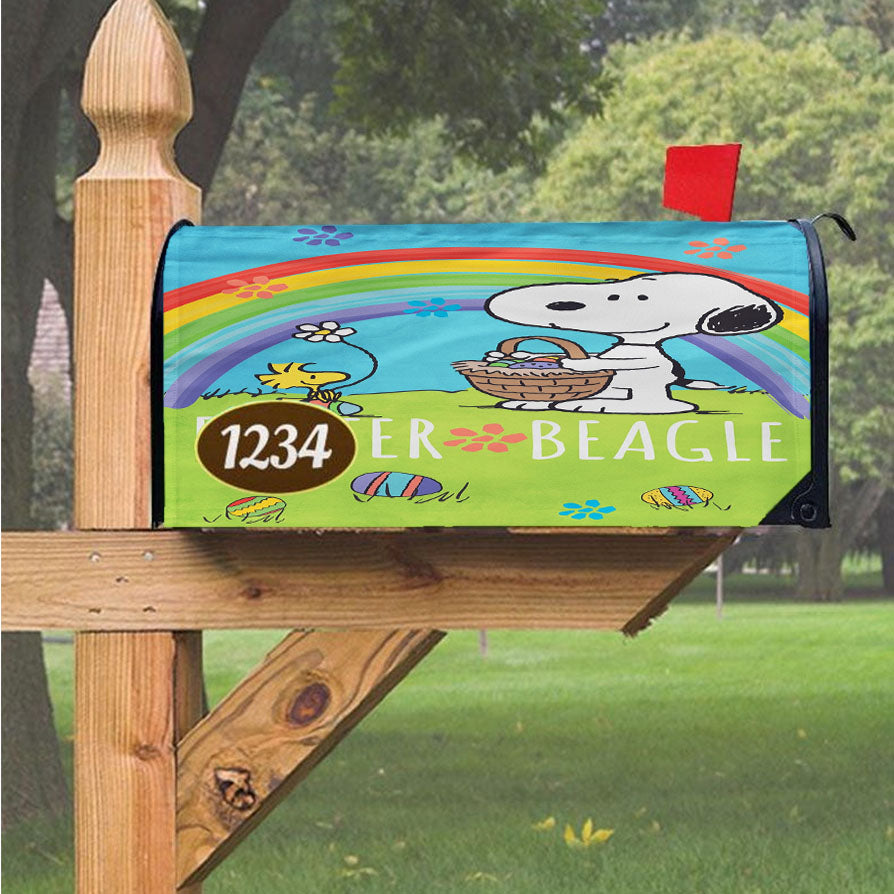Peanuts Easter Beagle Snoopy Magnetic Mailbox Cover 18" X 21" Outdoor Decor