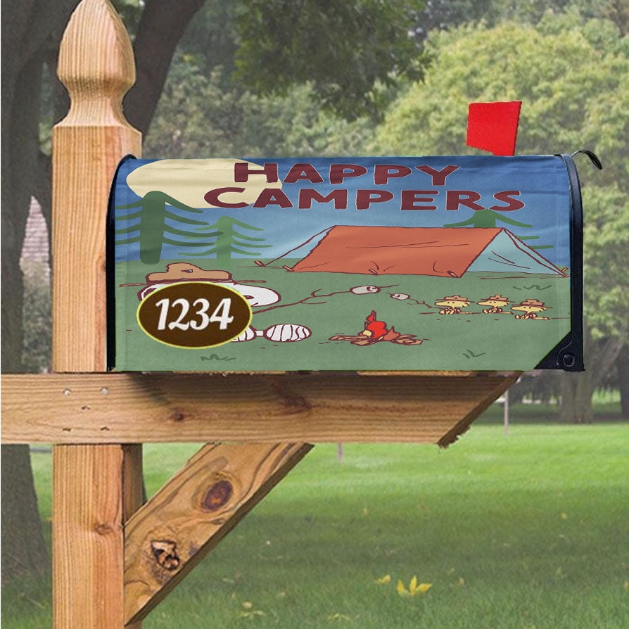 Peanuts Happy Camper S'Mores Magnetic Mailbox Cover 18" X 21" Outdoor Decor