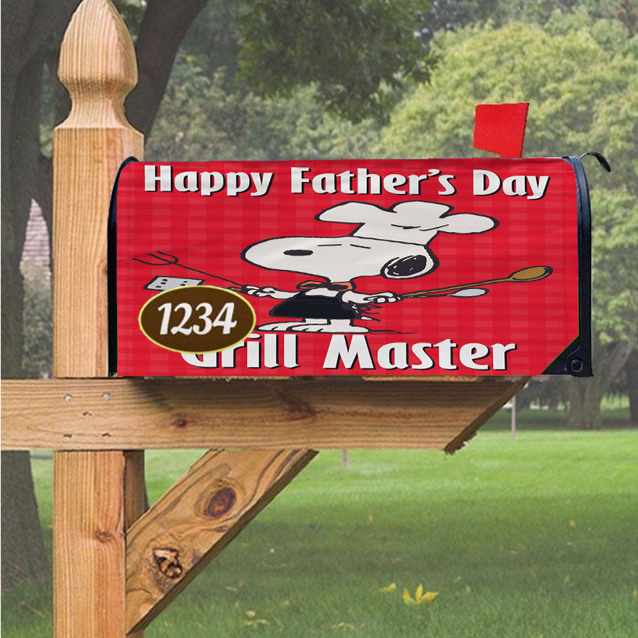 Peanuts Happy Father'S Day Grill Master Magnetic Mailbox Cover 18" X 21" Outdoor Decor