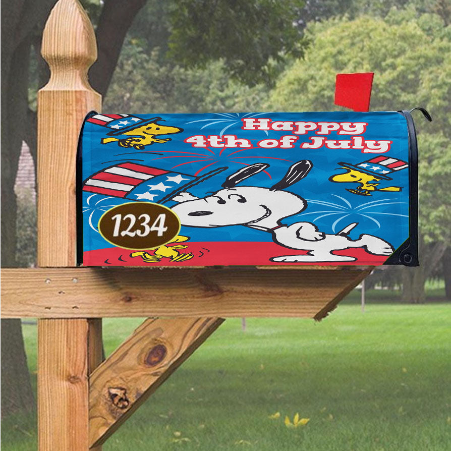 Peanuts Happy Fourth Top Hat Snoopy Magnetic Mailbox Cover 18" X 21" Outdoor Decor