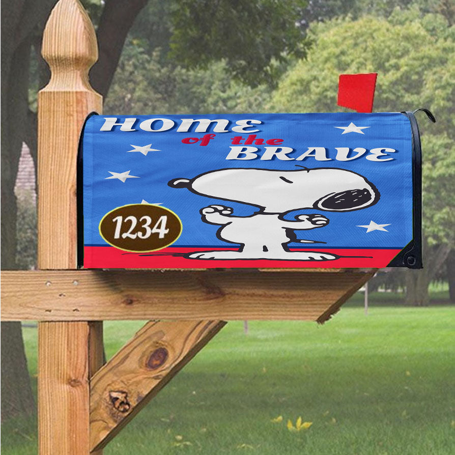 Peanuts Home Of The Brave Snoopy Magnetic Mailbox Cover 18" X 21" Outdoor Decor