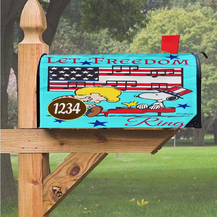 Peanuts Peanuts Let Freedom Ring Magnetic Mailbox Cover 18" X 21" Outdoor Decor