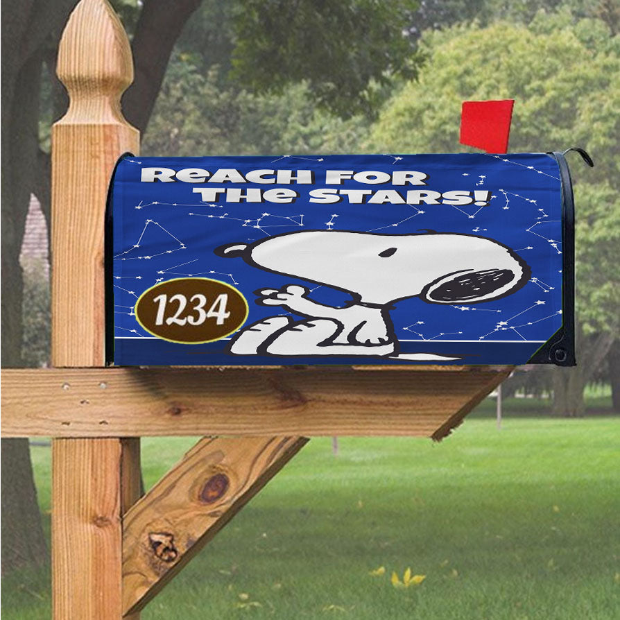 Peanuts Reach For The Stars Snoopy Magnetic Mailbox Cover 18" X 21" Outdoor Decor