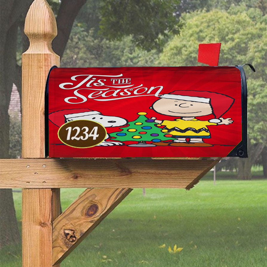 Peanuts Snoopy And Charlie Brown Christmas Magnetic Mailbox Cover 18" X 21" Outdoor Decor