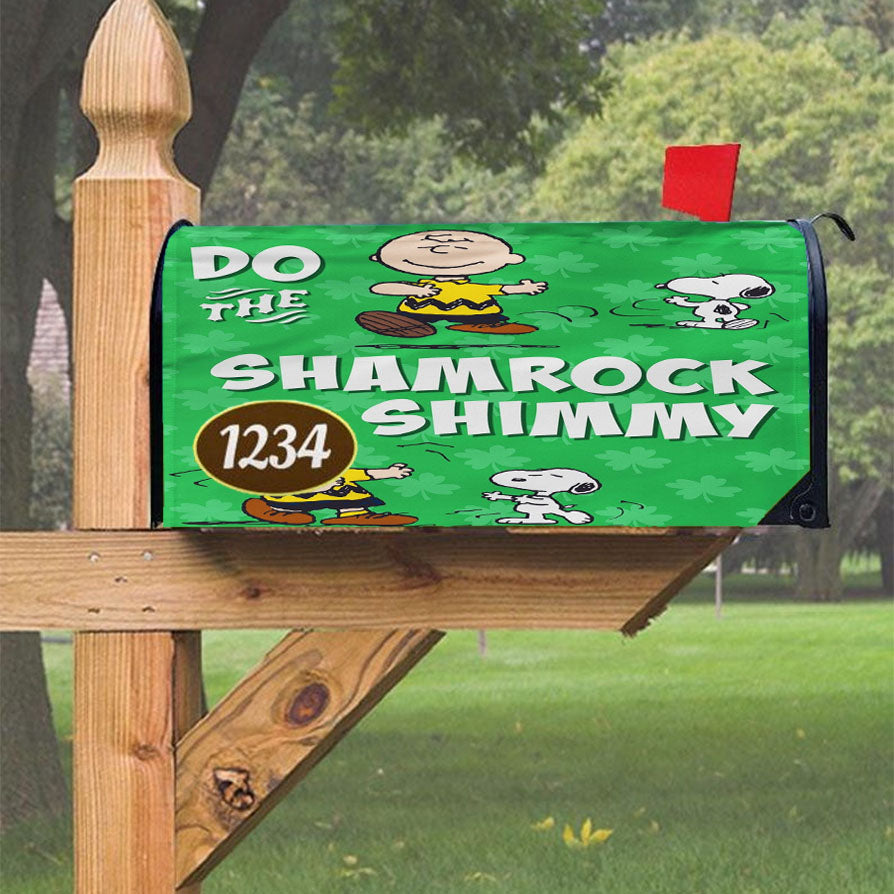 Peanuts Snoopy And Charlie Brown Shamrock Magnetic Mailbox Cover 18" X 21" Outdoor Decor
