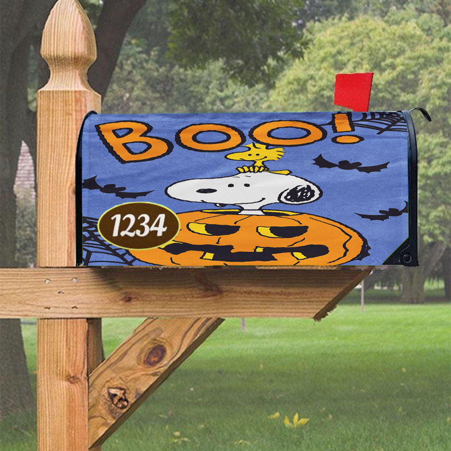 Peanuts Snoopy And Woodstock Halloween Magnetic Mailbox Cover 18" X 21" Outdoor Decor