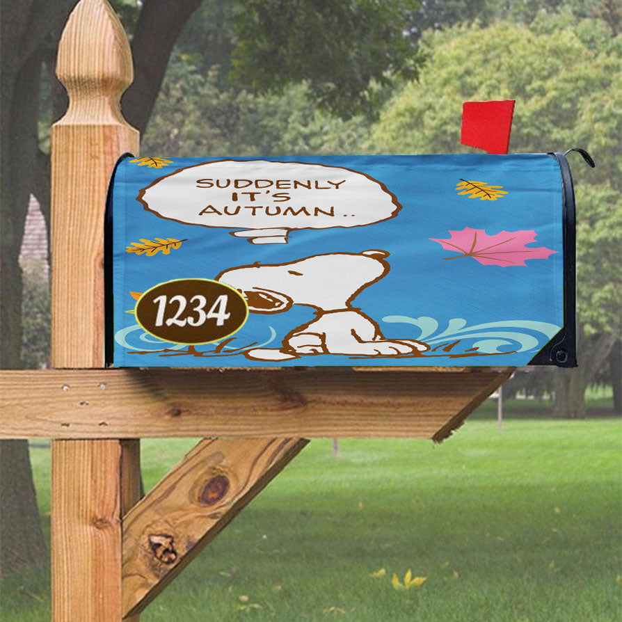 Peanuts Snoopy Autumn Magnetic Mailbox Cover 18" X 21" Outdoor Decor