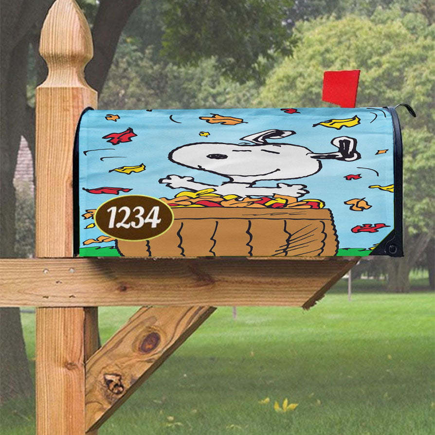Peanuts Snoopy Basket Of Leaves Magnetic Mailbox Cover 18" X 21" Outdoor Decor