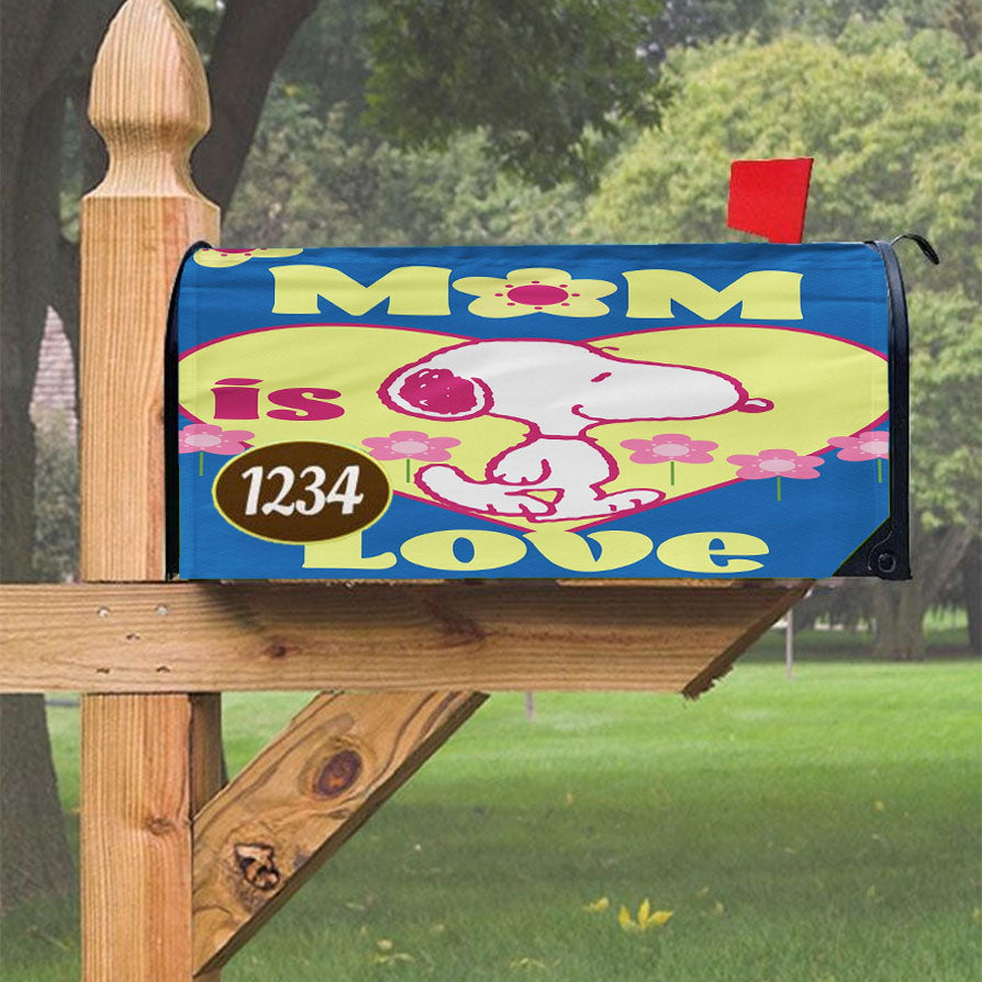 Peanuts Snoopy Mom Love Magnetic Mailbox Cover 18" X 21" Outdoor Decor