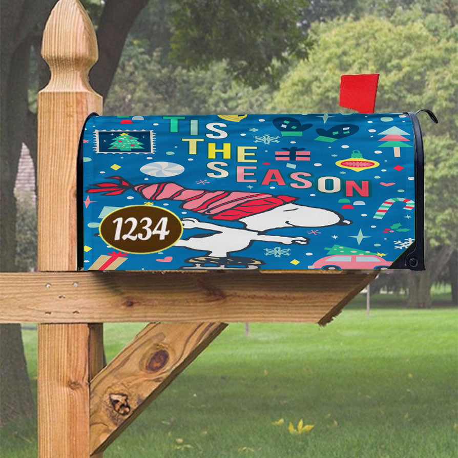 Peanuts Snoopy Winter Christmas Magnetic Mailbox Cover 18" X 21" Outdoor Decor