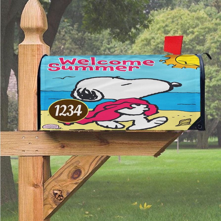 Peanuts Summer Beach Snoopy Magnetic Mailbox Cover 18" X 21" Outdoor Decor