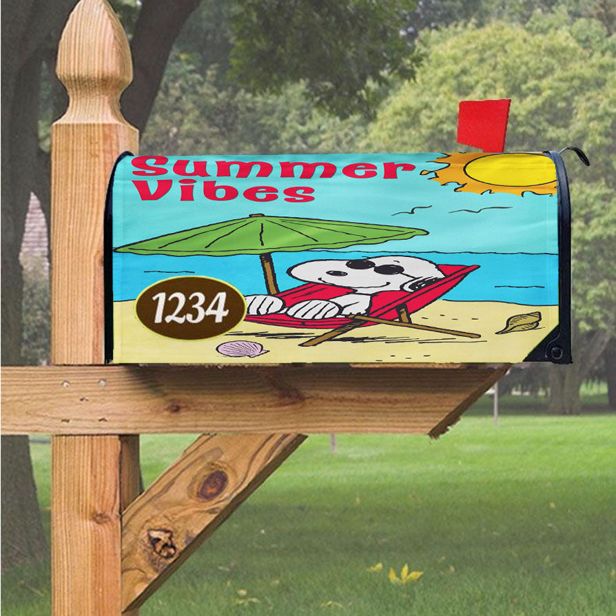 Peanuts Summer Beach Vibes Magnetic Mailbox Cover 18" X 21" Outdoor Decor