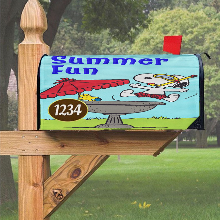 Peanuts Summer Fun Snoopy & Woodstock Magnetic Mailbox Cover 18" X 21" Outdoor Decor
