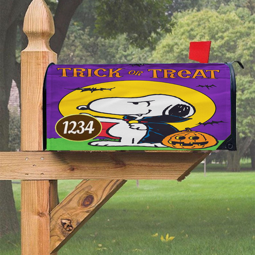 Peanuts Trick Or Treat Vampire Snoopy Magnetic Mailbox Cover 18" X 21" Outdoor Decor