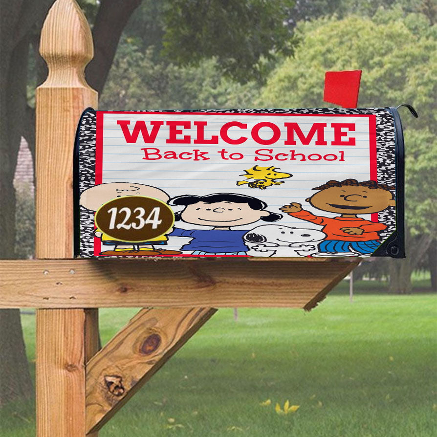 Peanuts Welcome Back To School Peanuts And The Gang Magnetic Mailbox Cover 18" X 21" Outdoor Decor