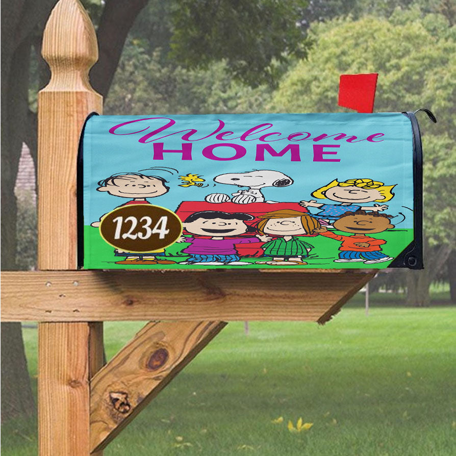 Peanuts Welcome Home Gang Magnetic Mailbox Cover 18" X 21" Outdoor Decor