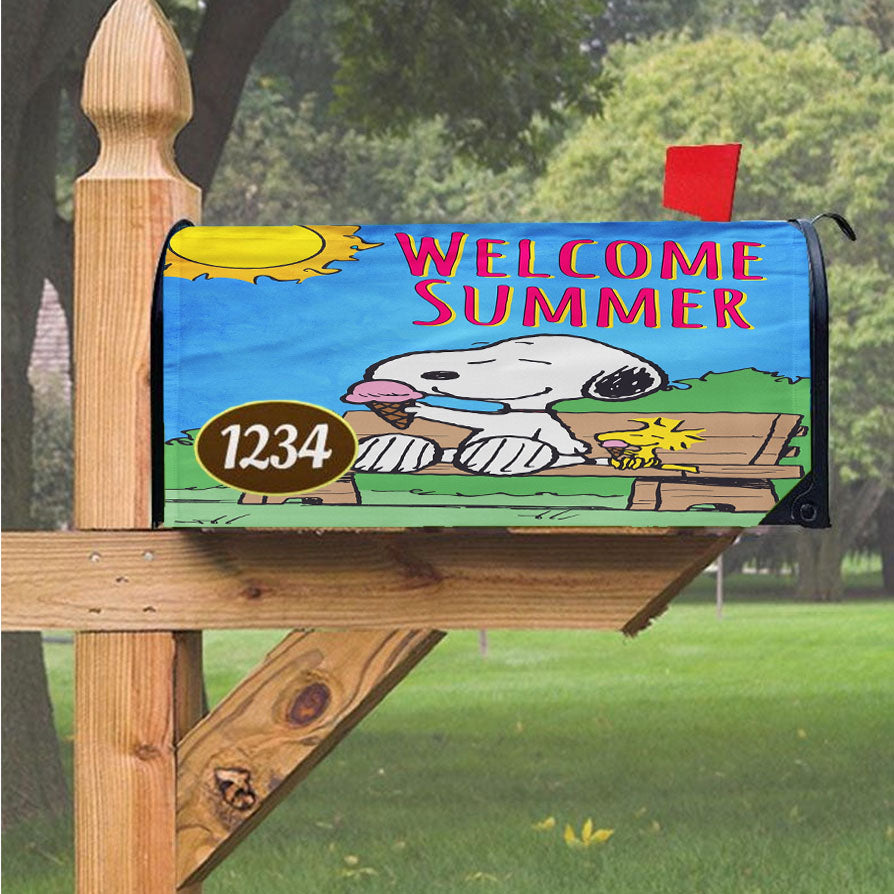 Peanuts Welcome Summer Snoopy & Woodstock Magnetic Mailbox Cover 18" X 21" Outdoor Decor