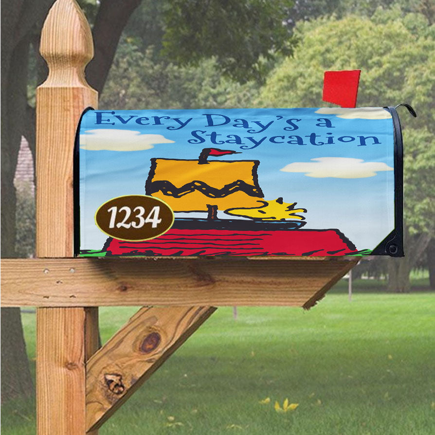 Peanuts Woodstock Staycation Magnetic Mailbox Cover 18" X 21" Outdoor Decor
