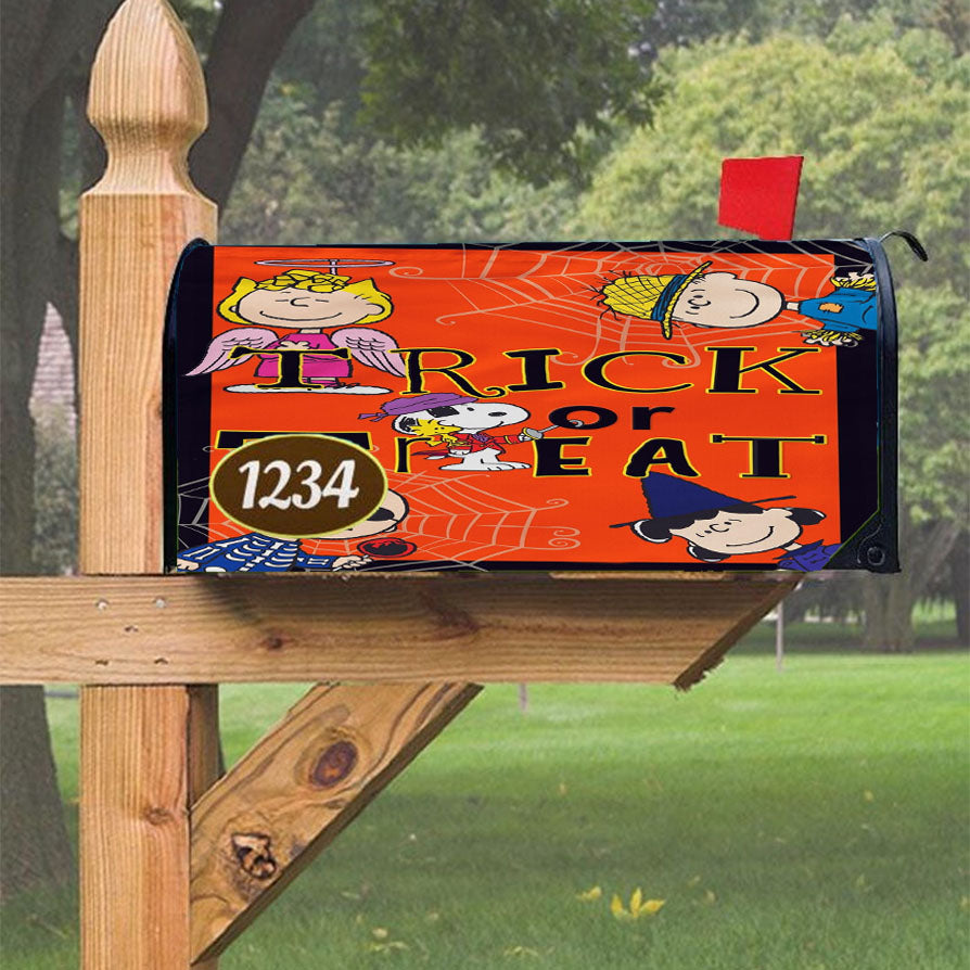 Trick Or Treat Peanuts Gang Magnetic Mailbox Cover 18" X 21" Outdoor Decor