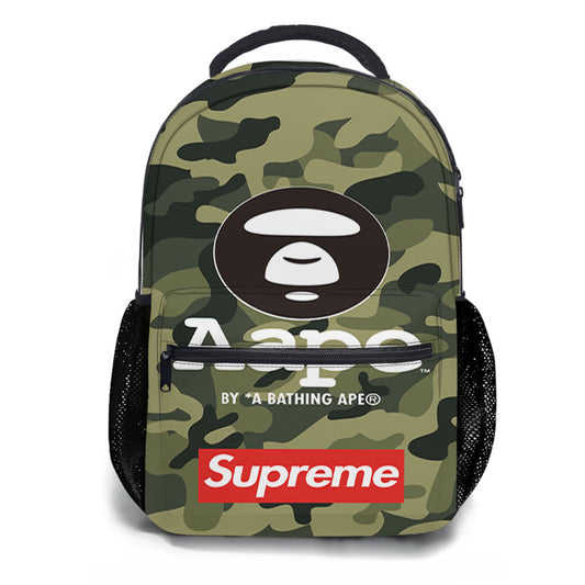 Aape Logo Camouflage Supreme School Backpacks