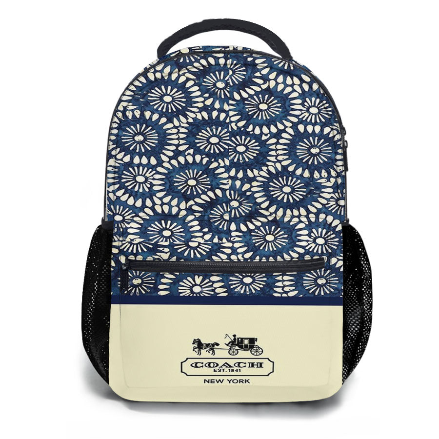 Coach New York Blue Floral Batik School Backpacks