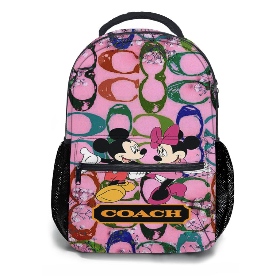 Coach Pink Flower Mickey Minnie School Backpacks